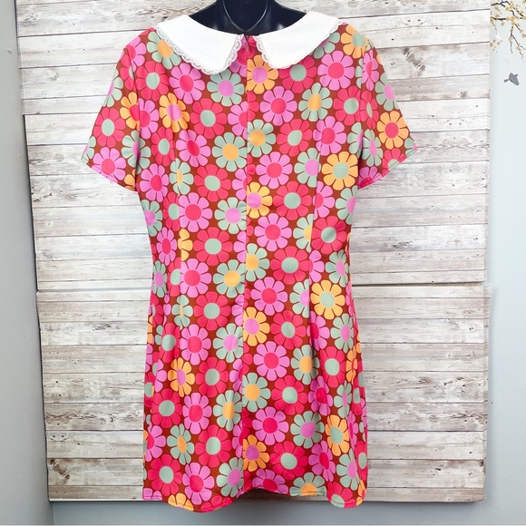 DOLLS KILL Sugar Thrillz Retro Floral Peter Pan Collar Mini Dress XXL - Picture 7 of 12